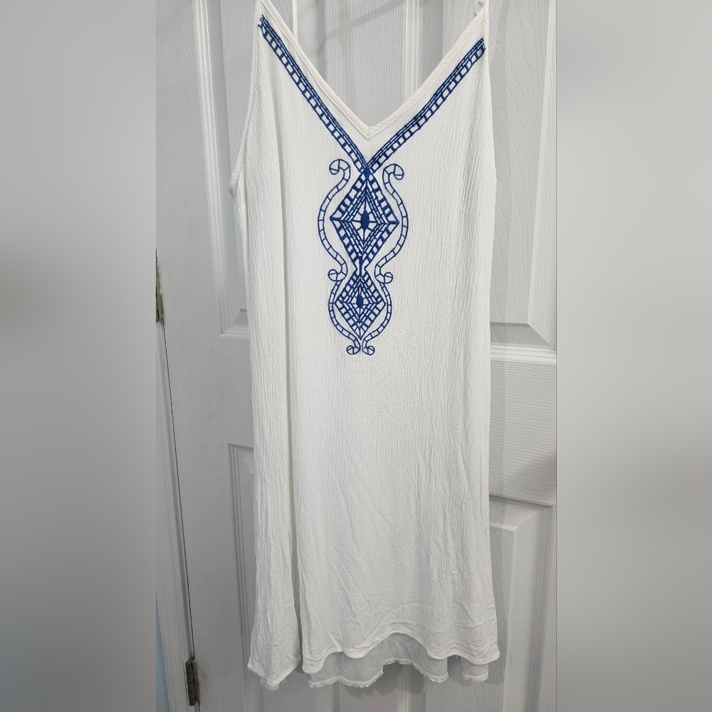 Maurices White sundress Or Pool Dress with Light Blue Tag